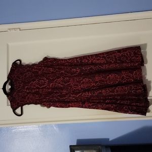 Black and red flower lace mock turtle neck dress, size 16W